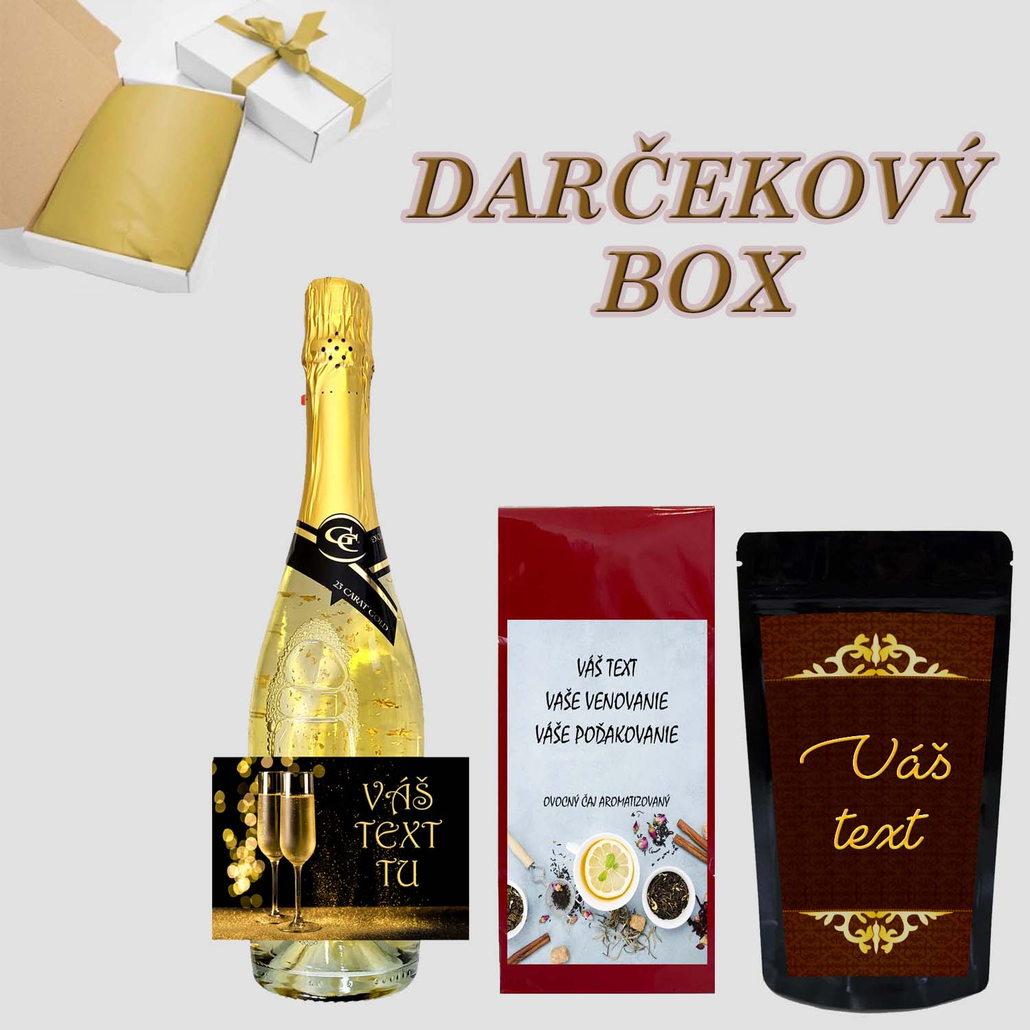 Zlatý darčekový box, darčekový kôš